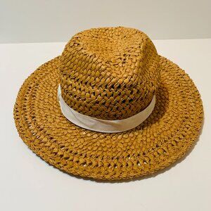 Sun Hat Wide Brim Round Shape Summer Beach Straw Women's Beige New